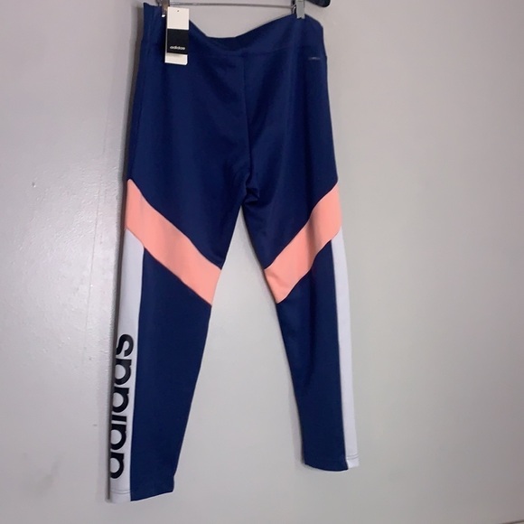 New Adidas color blocked pink blue leggings XL women’s active wear nwt - Picture 3 of 5